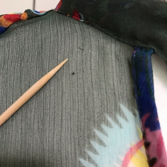 Desigual Sheer Floral Tie V-Neck Blouse S Y2K Cap Sleeve Art Print - Picture 11 of 17